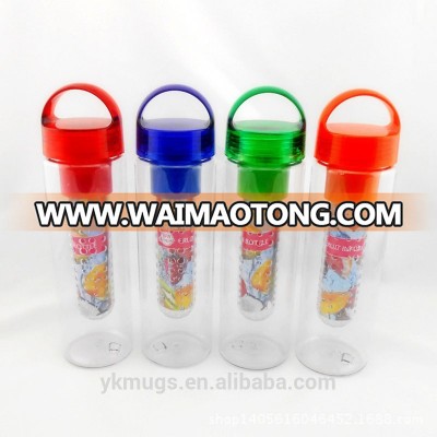 Customized logo BPA free 750ml plastic water bottle with fruit infuser for advertisement